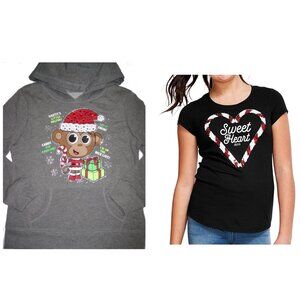 Justice Girls Christmas Hoodie & Tee Bundle NWT